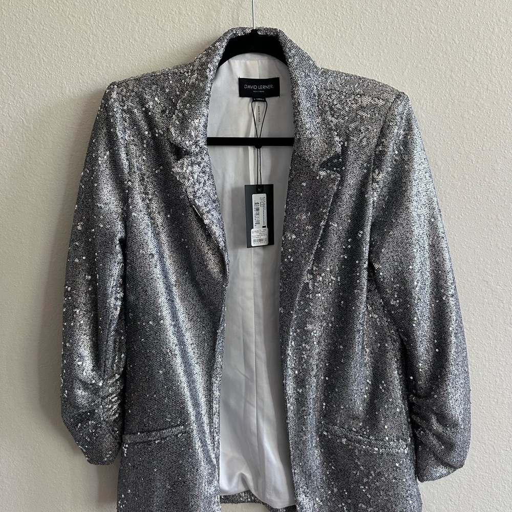 David Lerner Metallic Sequin Blazer